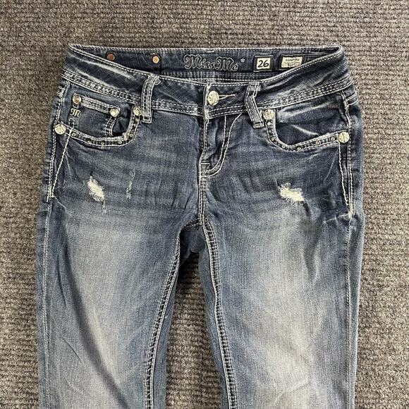 Y2K Womens Miss Me Signature Boot Embroidered Pocket Angel Bling Jeans W28xL27 - Picture 4 of 7